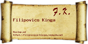 Filipovics Kinga névjegykártya
